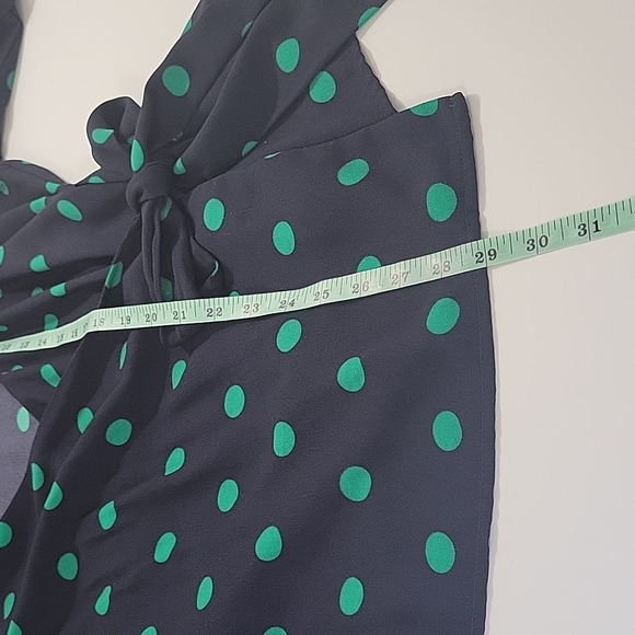 Halogen polka-dots navy blue wrap top women's size large - Picture 10 of 10